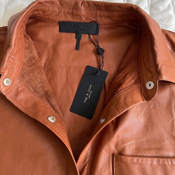Rag & Bone Women Jack Leather Button Down Shirt in Large - Picture 14 of 17